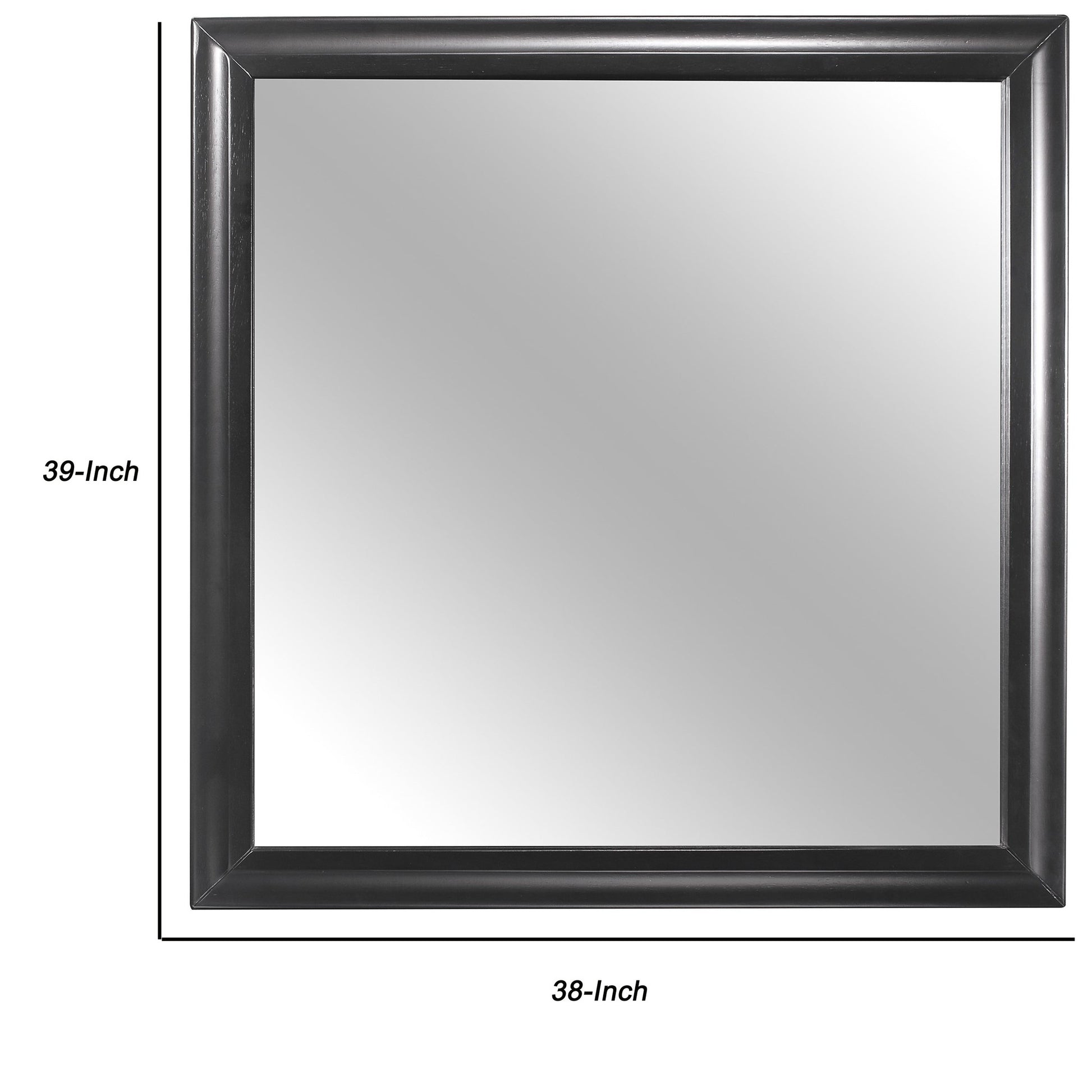 Benzara Espresso Wooden Frame Rectangular Mirror Molded Details