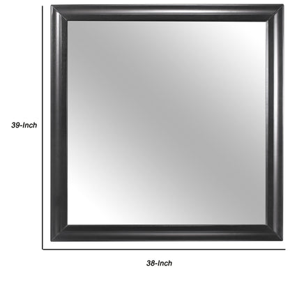 Benzara Espresso Wooden Frame Rectangular Mirror Molded Details