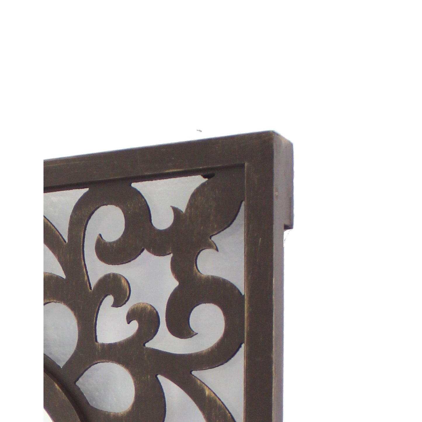 Benzara Espresso Wooden Frame Square Wall Mirror With Floral Cut Out Design