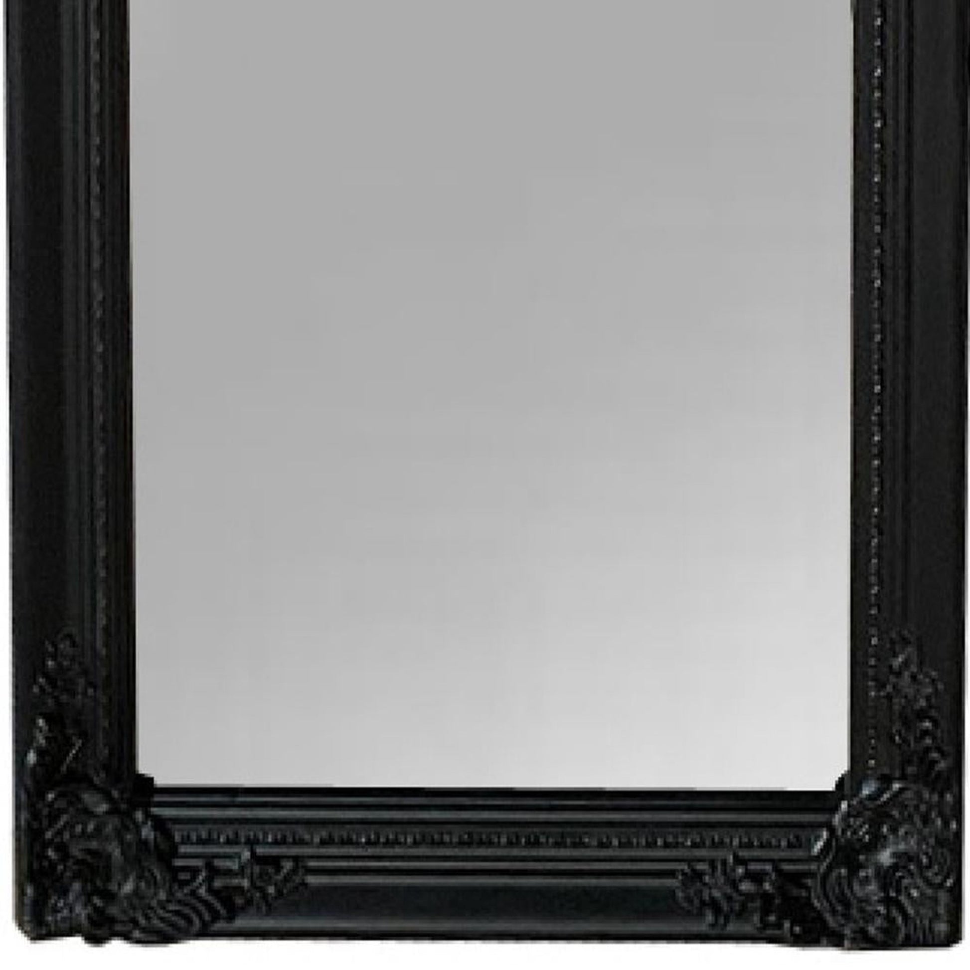 Benzara Gisela 67" Black Full Length Standing Mirror With Decorative Design