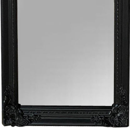 Benzara Gisela 67" Black Full Length Standing Mirror With Decorative Design