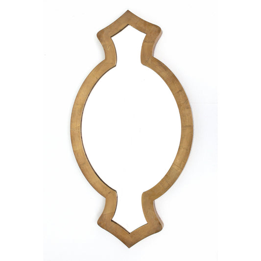 Benzara Gold Contemporary Wooden Wall Mirror With Quatrefoil Shape Design