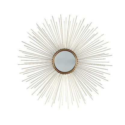 Benzara Gold Round Shaped Accent Mirror With Metal Spokes, Set of 2