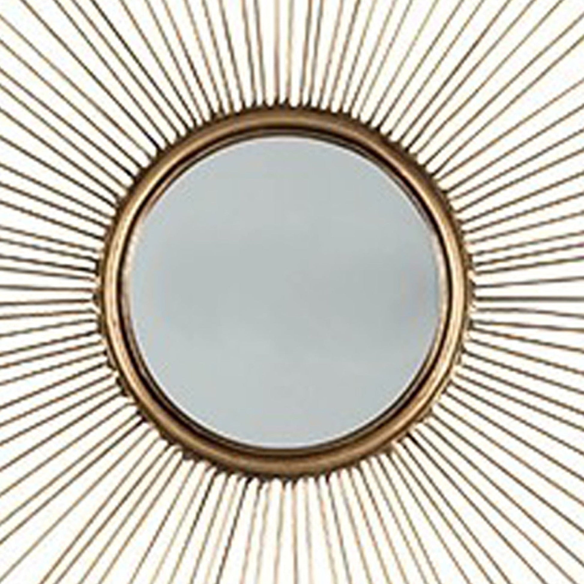 Benzara Gold Round Shaped Accent Mirror With Metal Spokes, Set of 2