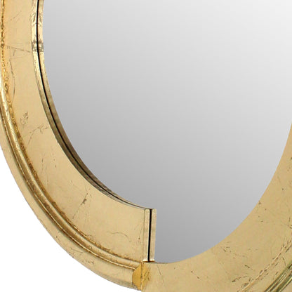 Benzara Gold Semicircle Wooden Dressing Mirror With Interlaced Pattern Design