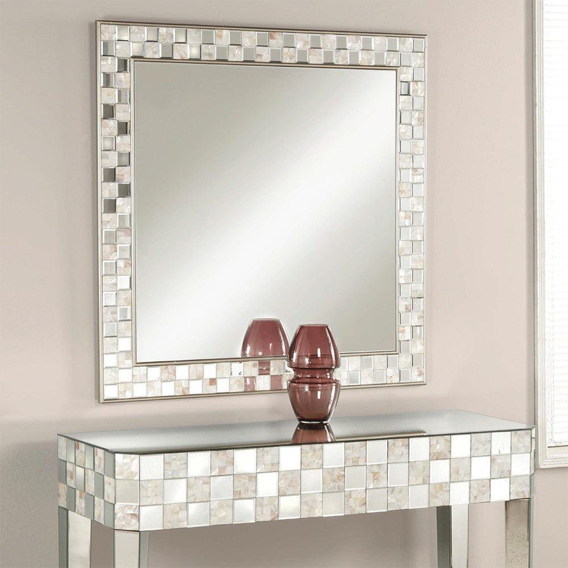 Benzara Gold Square Wall Accent Mirror