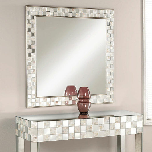 Benzara Gold Square Wall Accent Mirror