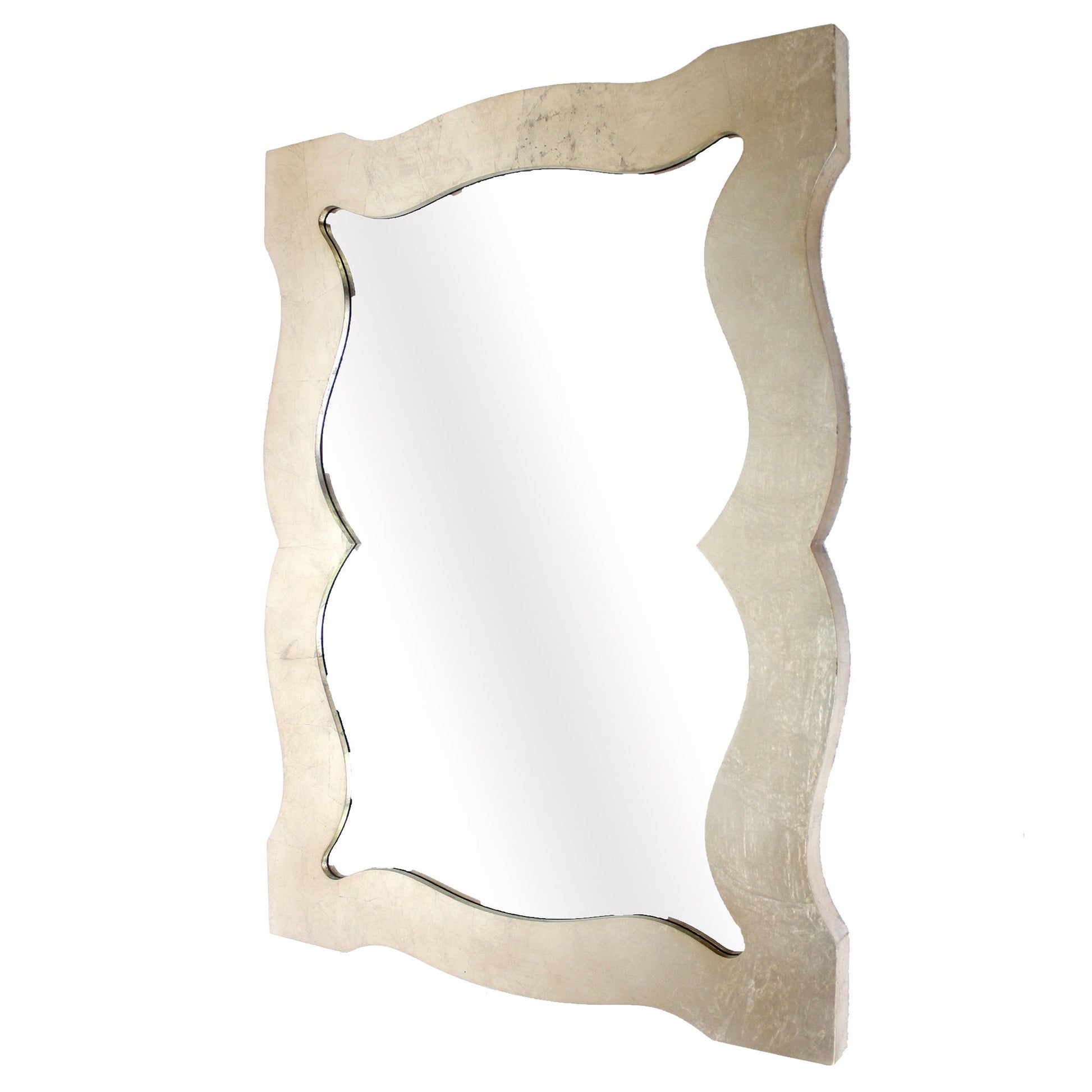 Benzara Gold Traditional Style Wooden Wall Mirror With Bevelled Edges