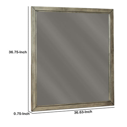 Benzara Gray Contemporary Style Rectangular Top Mirror