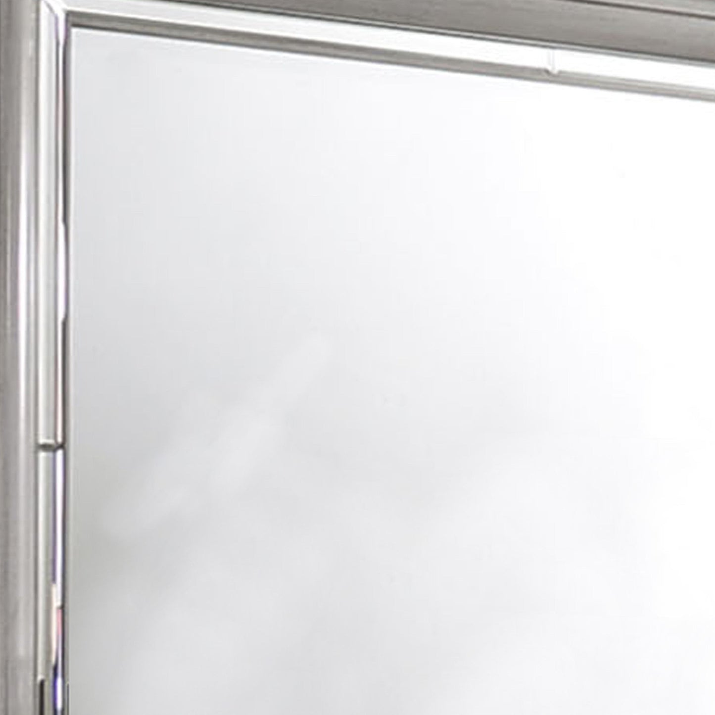 Benzara Gray Rectangular Contemporary Style Wooden Framed Mirror With Beveled Edge