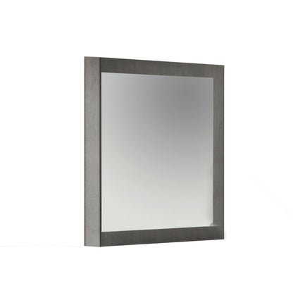 Benzara Gray Rectangular Mirror With Faux Concrete Frame