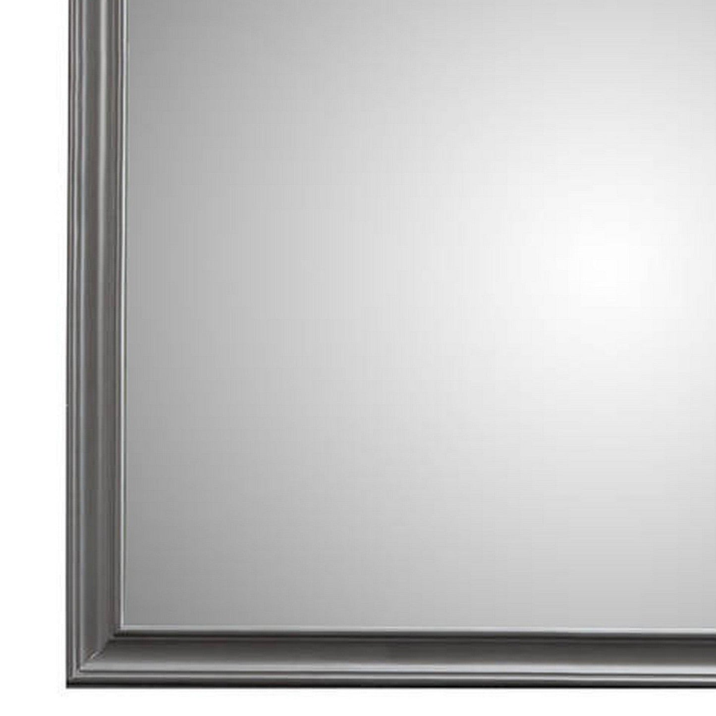 Benzara Gray Transitional Style Rectangular Mirror With Wooden Frame