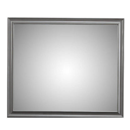 Benzara Gray Transitional Style Rectangular Mirror With Wooden Frame