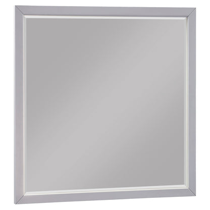 Benzara Gray Transitional Style Square Wooden Frame Mirror