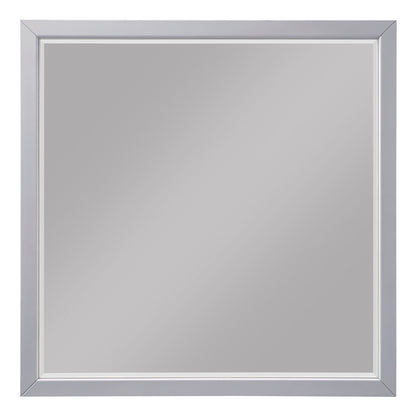 Benzara Gray Transitional Style Square Wooden Frame Mirror