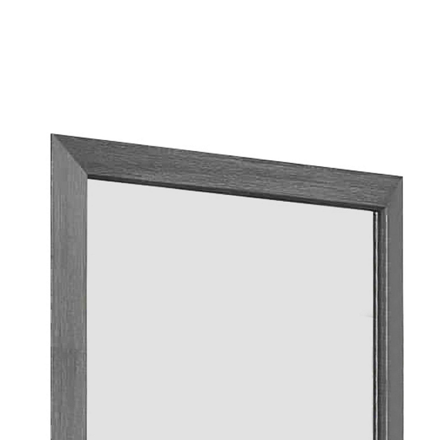 Benzara Gray Transitional Style Wooden Frame Mirror With Grain Details