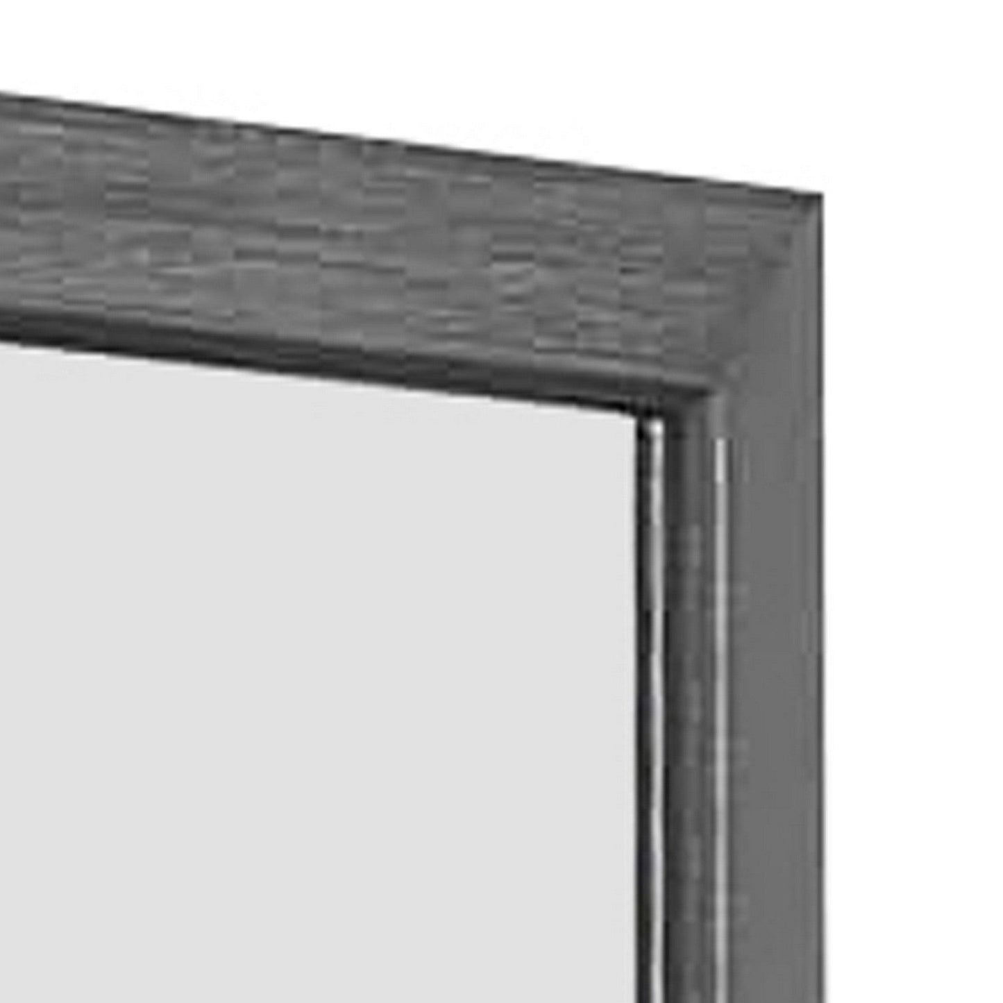 Benzara Gray Transitional Style Wooden Frame Mirror With Grain Details