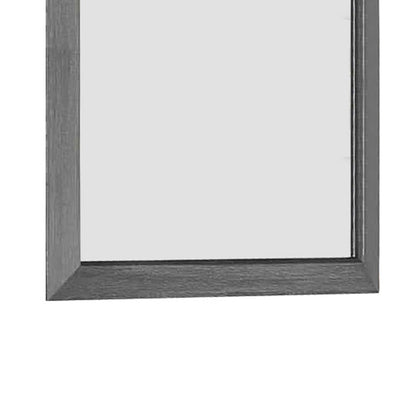 Benzara Gray Transitional Style Wooden Frame Mirror With Grain Details