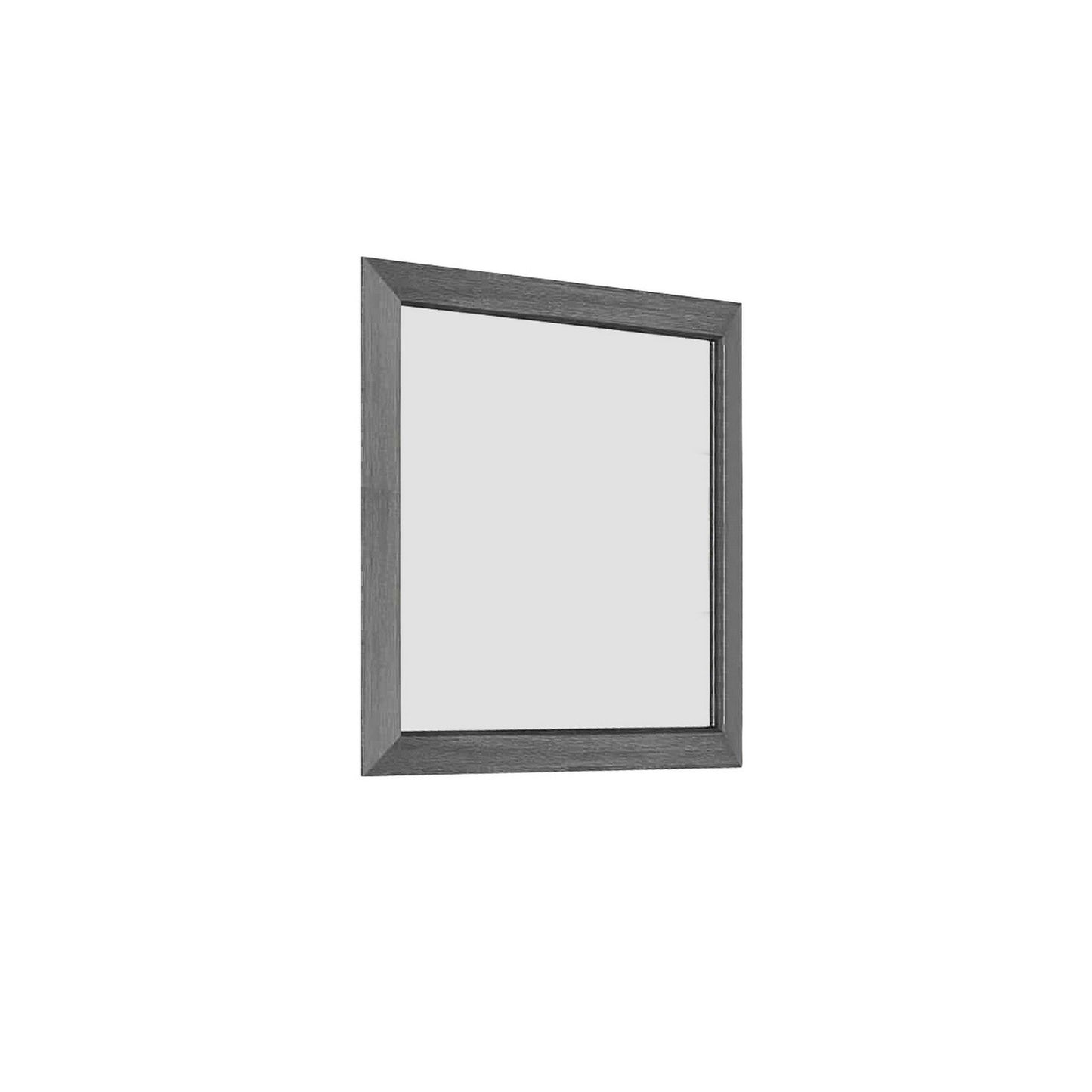 Benzara Gray Transitional Style Wooden Frame Mirror With Grain Details