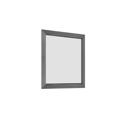 Benzara Gray Transitional Style Wooden Frame Mirror With Grain Details