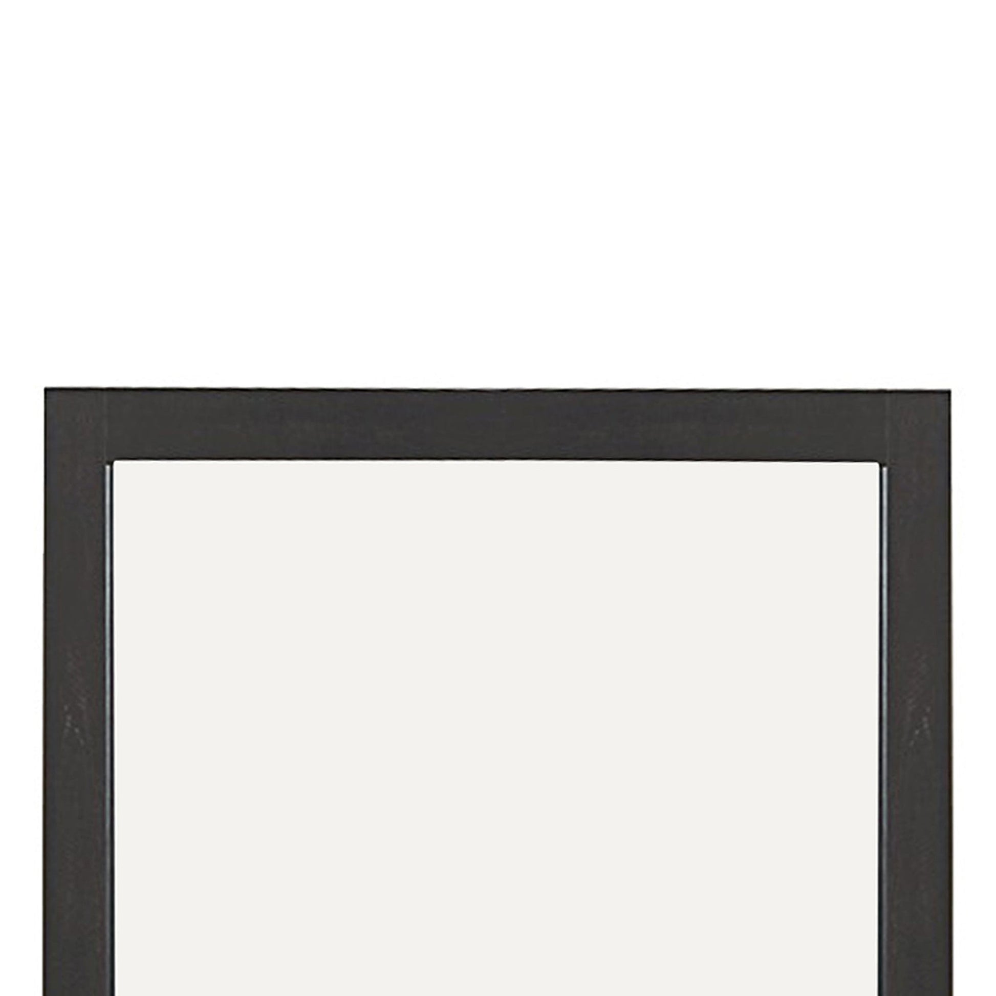 Benzara Gray Transitional Style Wooden Frame Mirror With Rough Saw Hen Textures