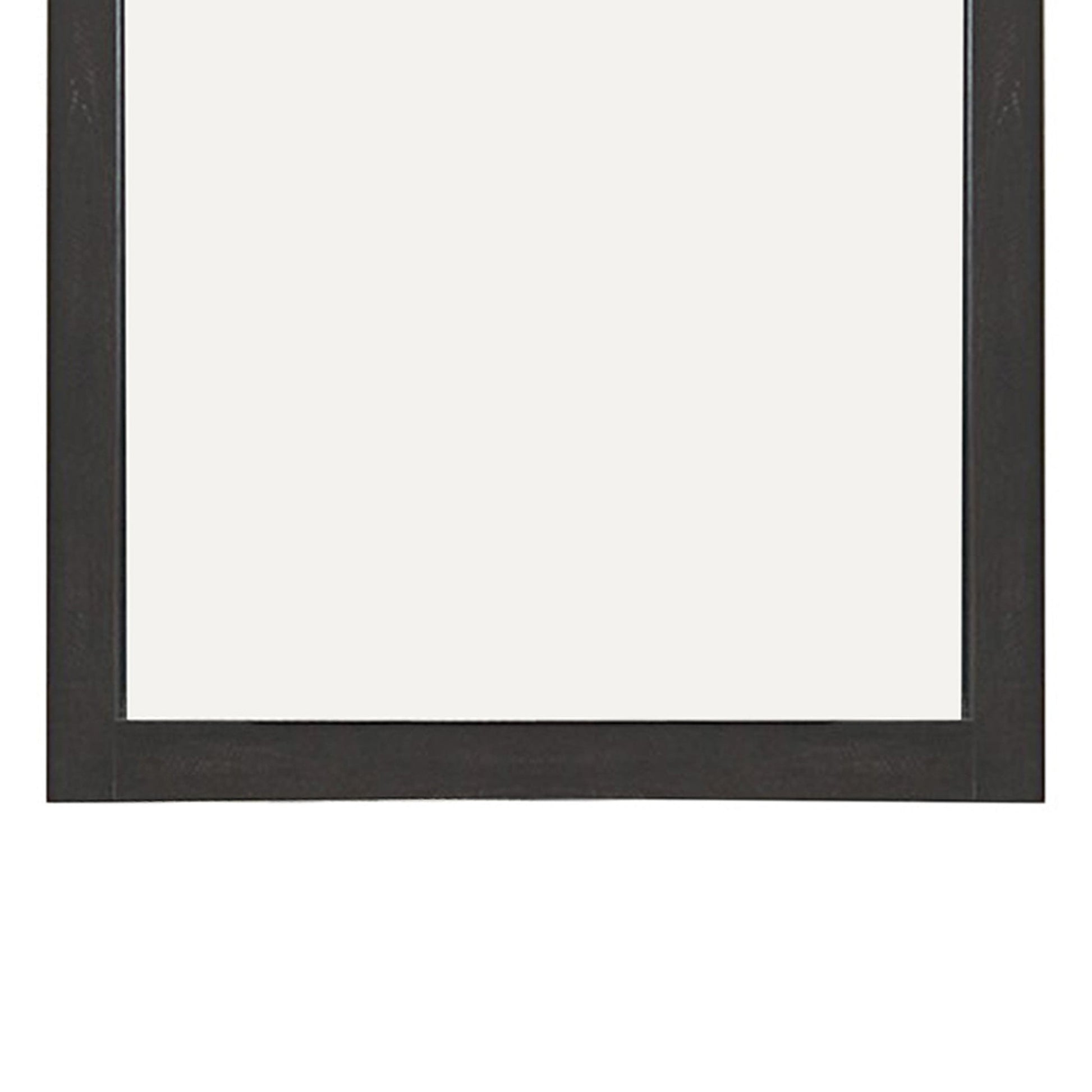 Benzara Gray Transitional Style Wooden Frame Mirror With Rough Saw Hen Textures