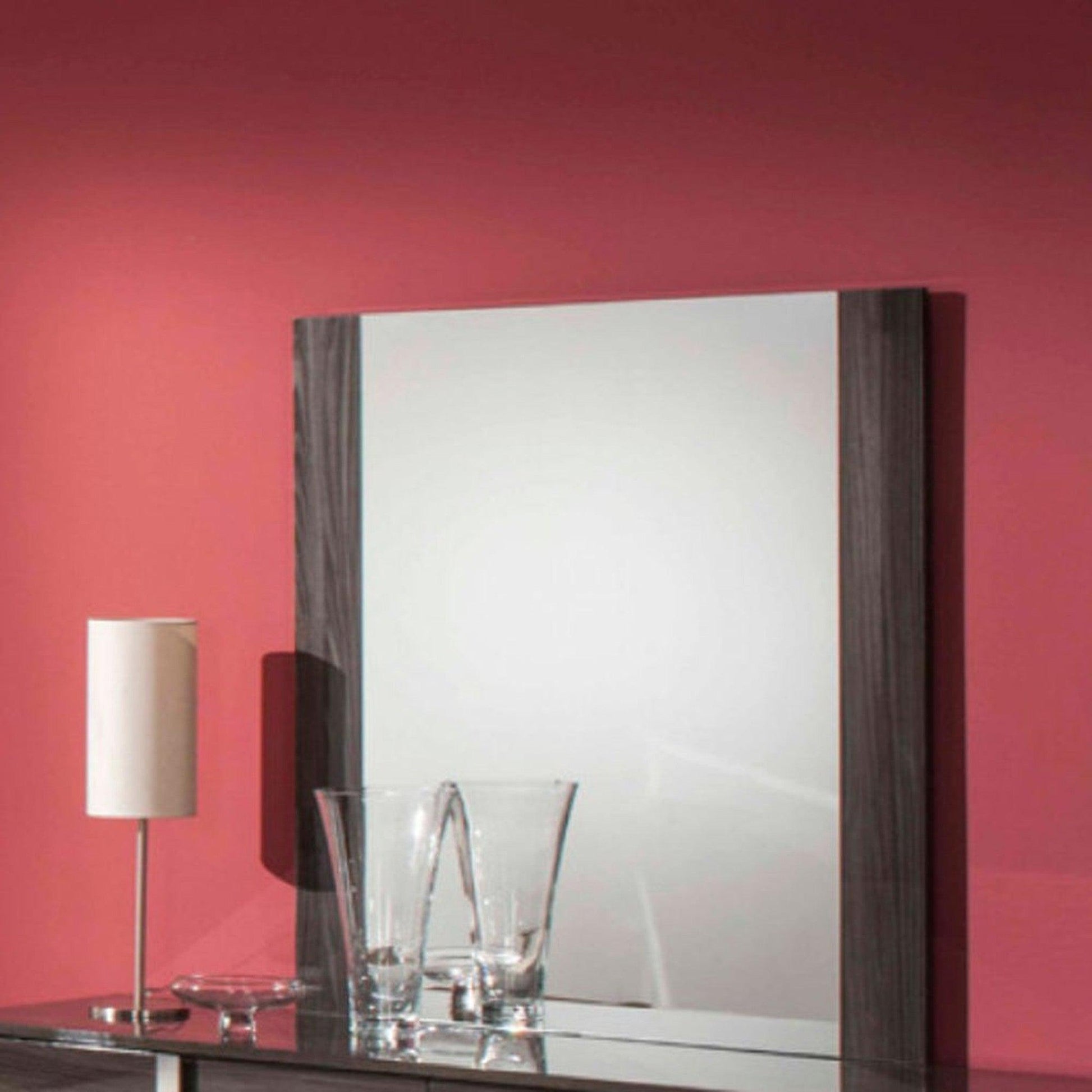 Benzara Gray Vertically Wood Framed Mirror in Contemporary Style