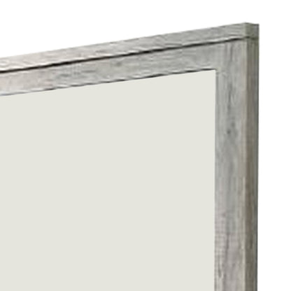 Benzara Gray Wall Mirror With Rectangular Frame and Molded Details