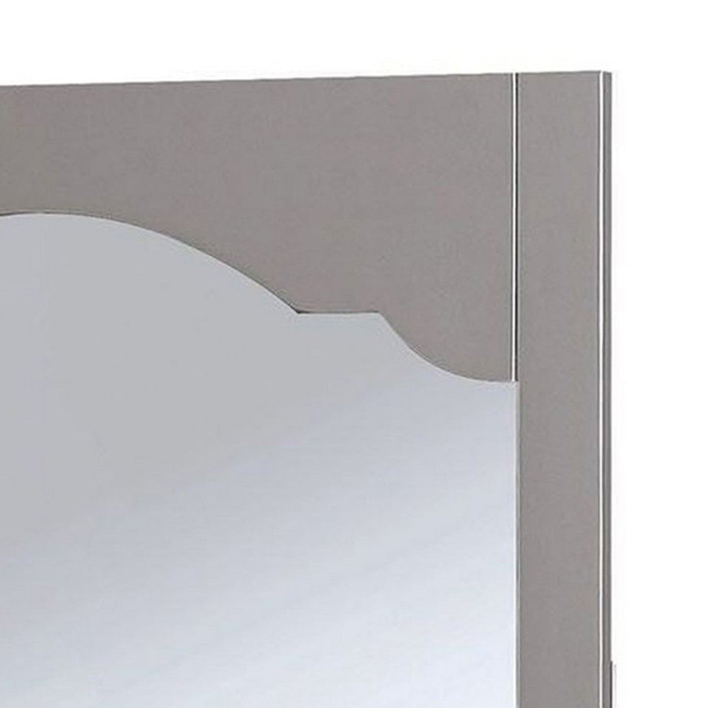 Benzara Gray Wooden Encasing Mirror With Arched Design Top