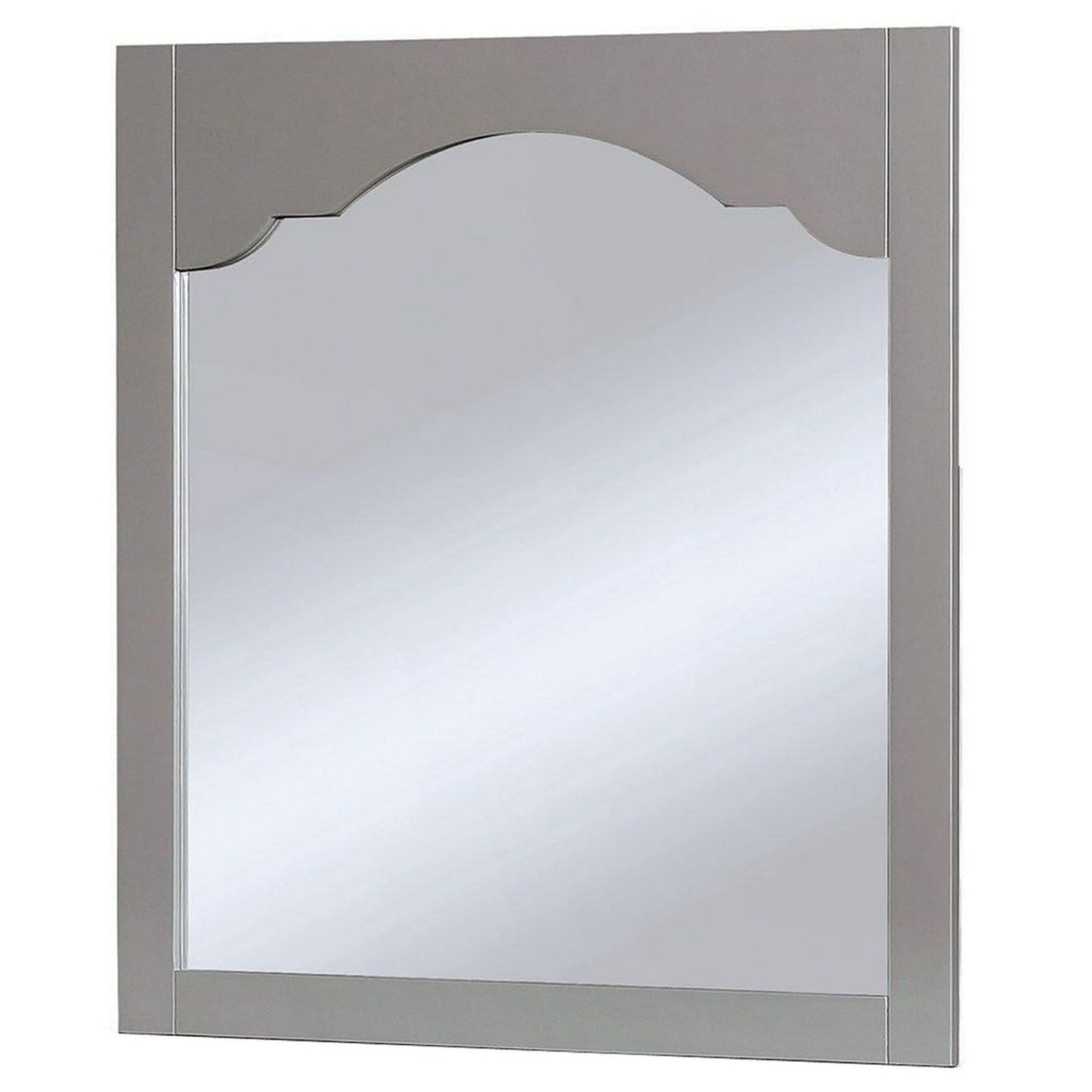 Benzara Gray Wooden Encasing Mirror With Arched Design Top