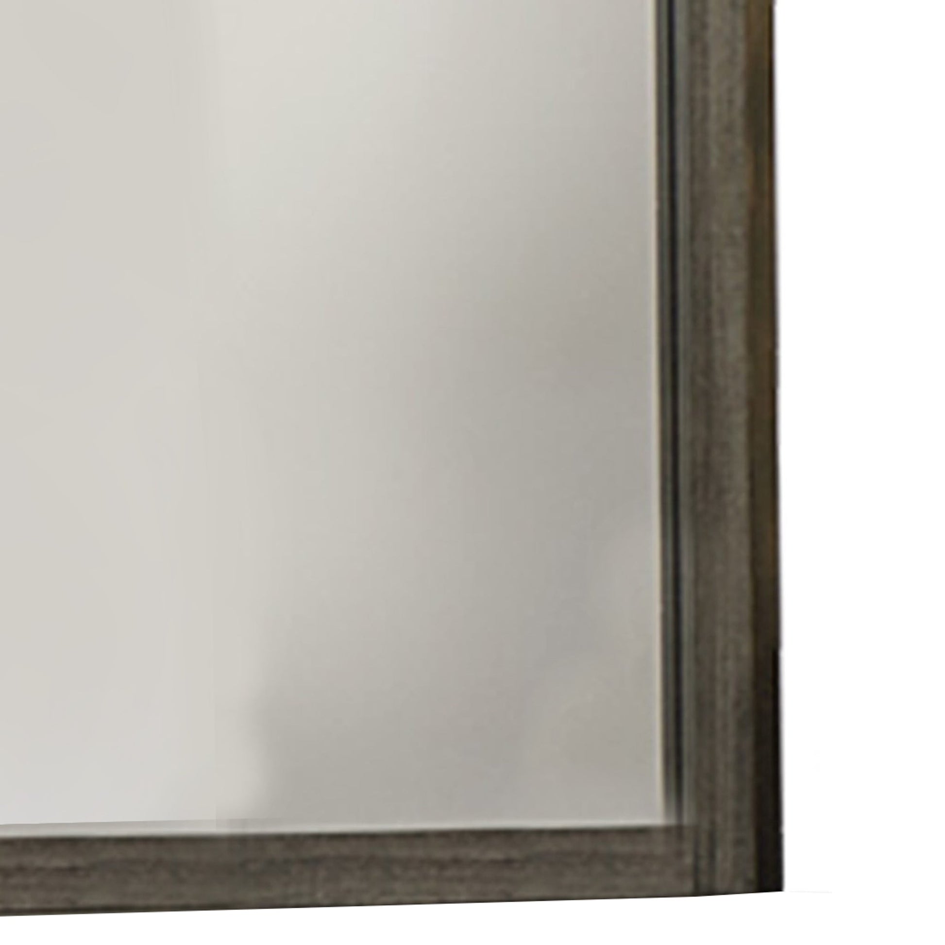 Benzara Gray and Brown Rectangular Wood Encased Mirror With Grain Details