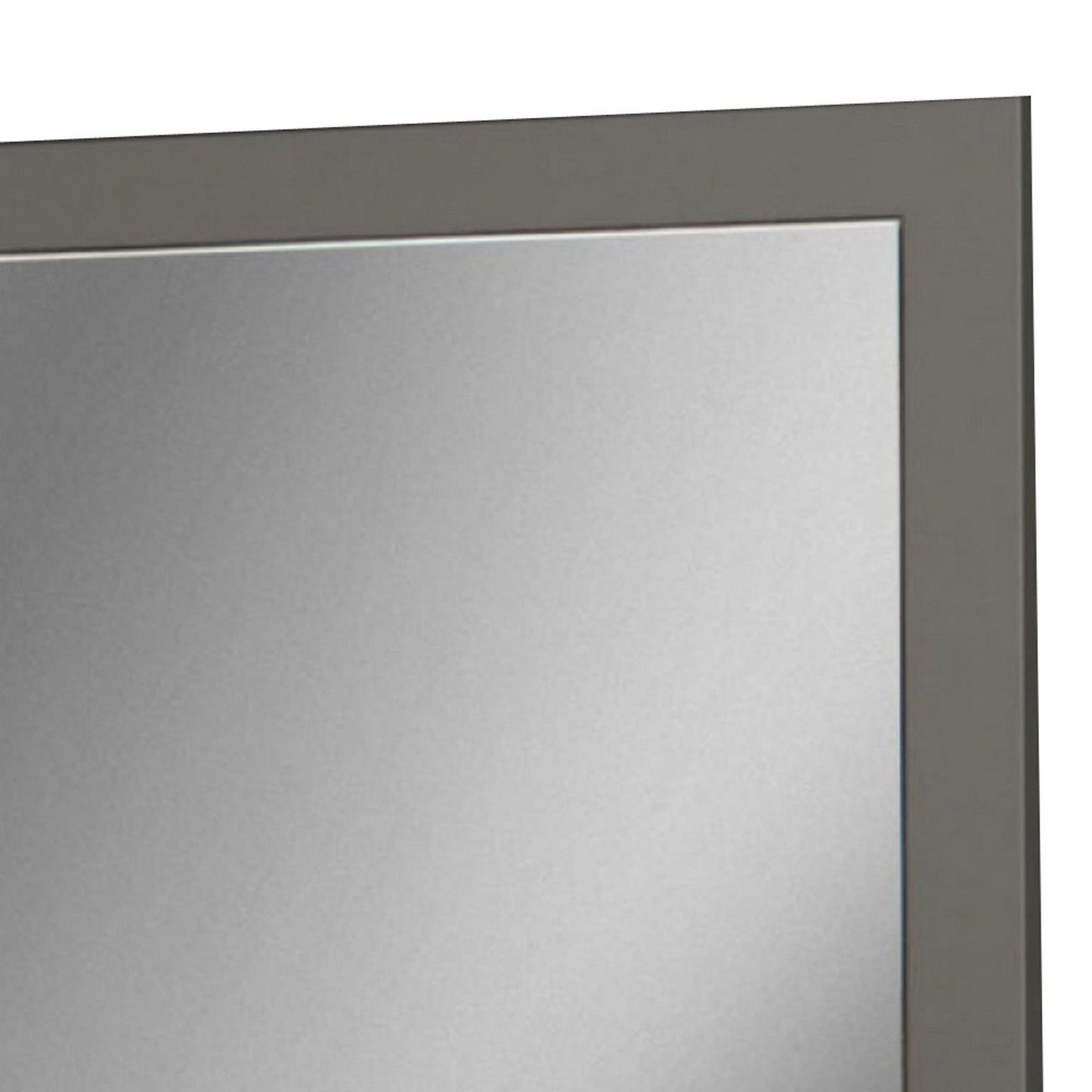 Benzara Gray and Silver Rectangular Wall Mirror With Wooden Frame