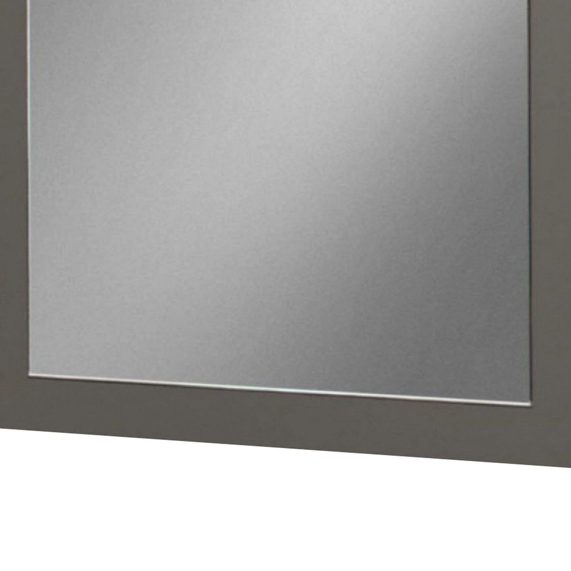 Benzara Gray and Silver Rectangular Wall Mirror With Wooden Frame