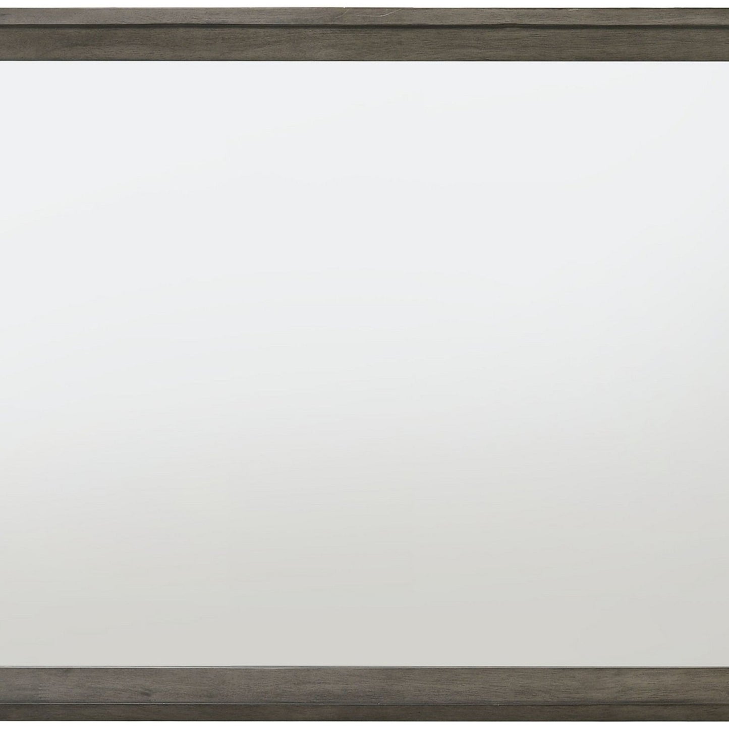 Benzara Gray and Silver Rectangular Wooden Frame Mirror With Mounting Hardware