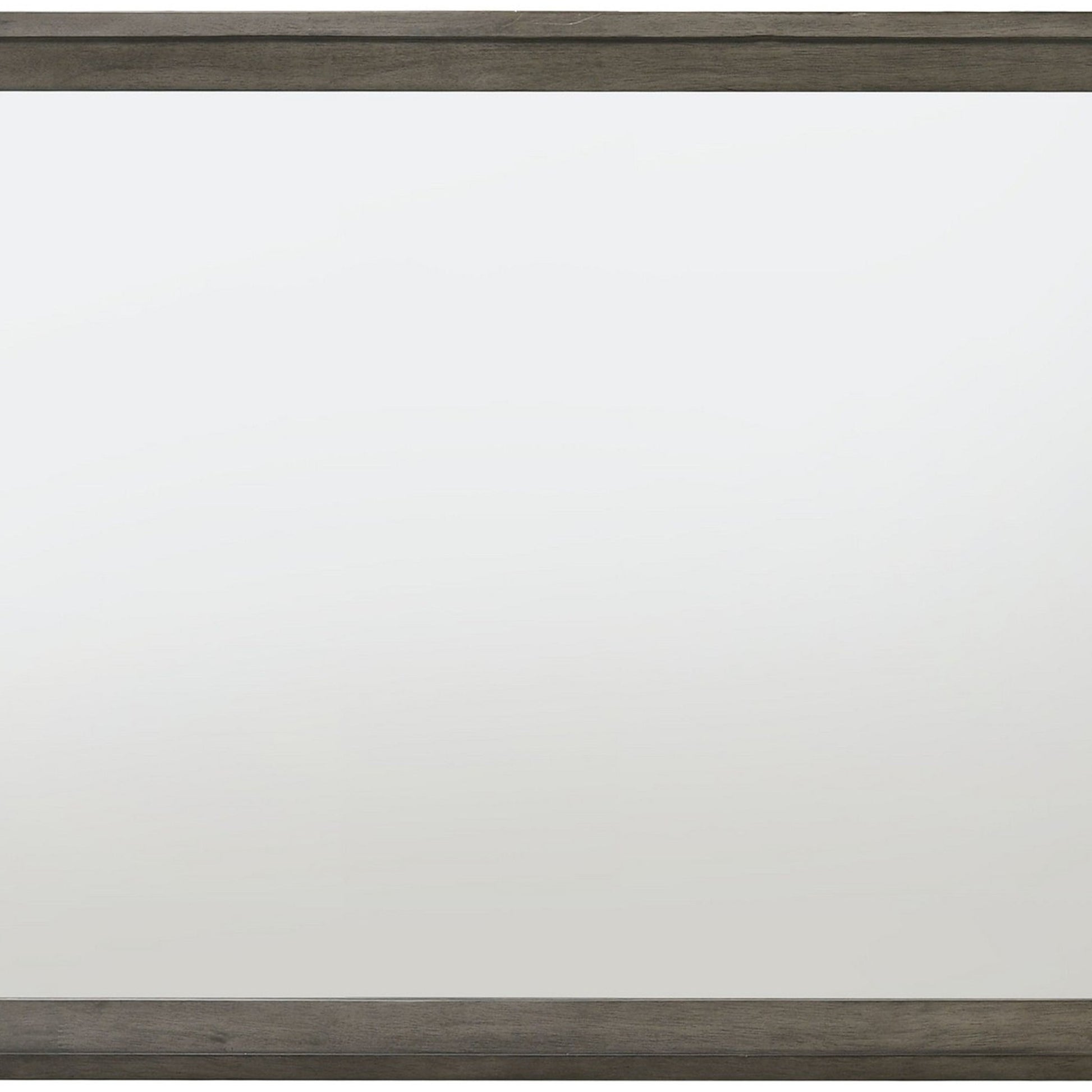 Benzara Gray and Silver Rectangular Wooden Frame Mirror With Mounting Hardware