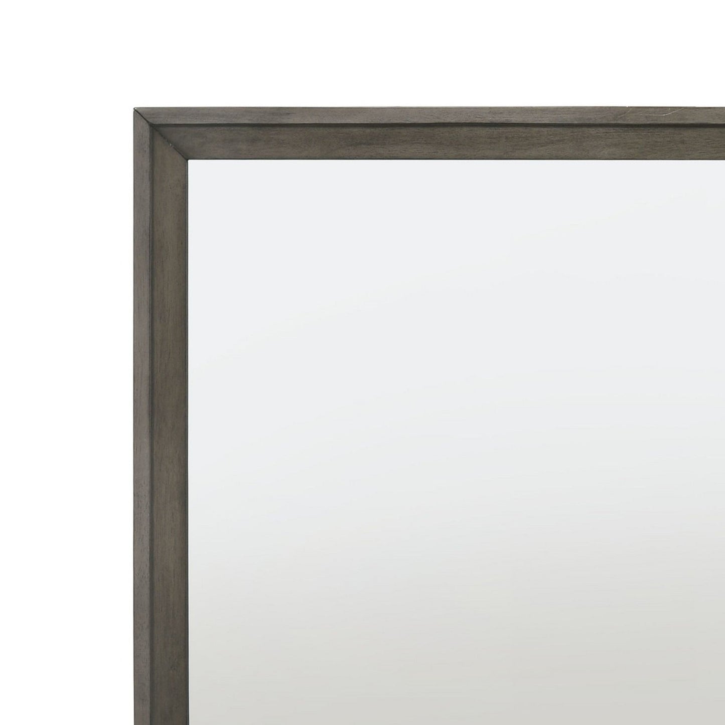 Benzara Gray and Silver Rectangular Wooden Frame Mirror With Mounting Hardware