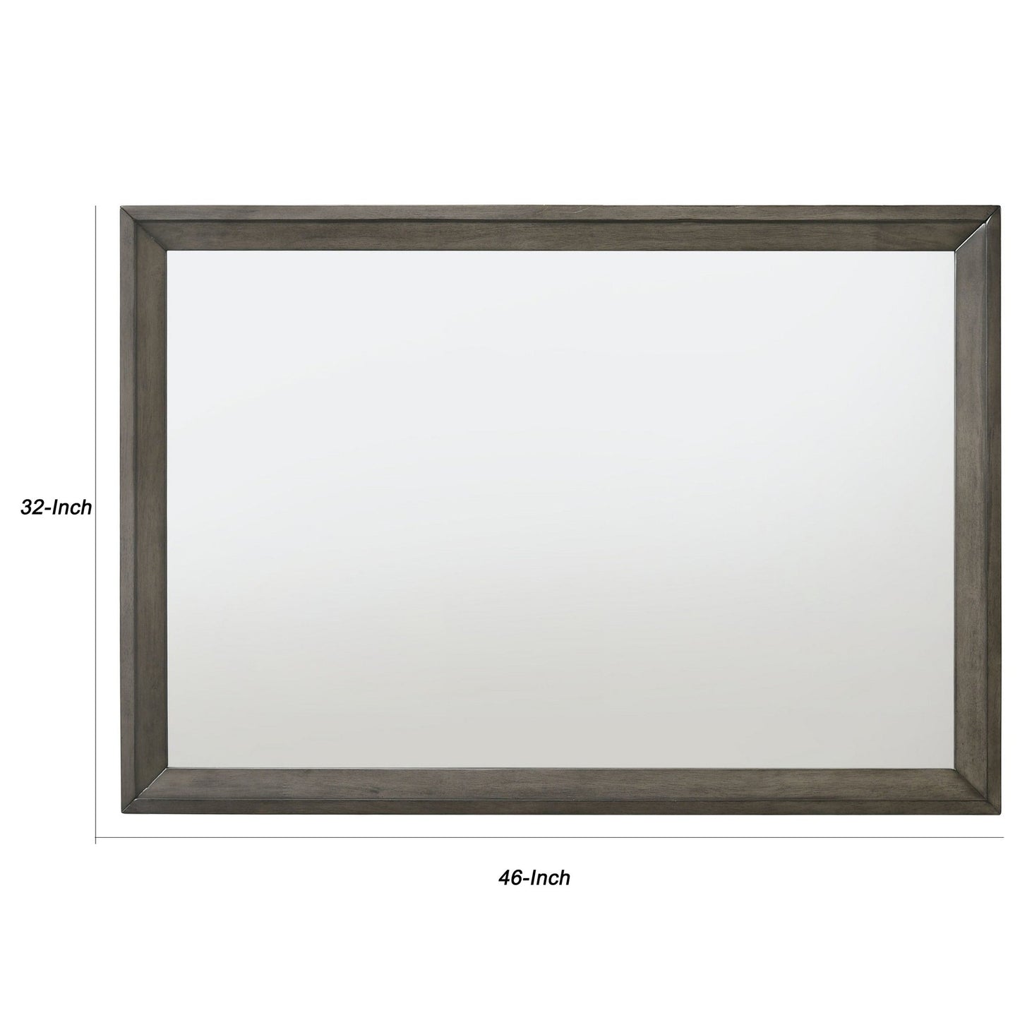 Benzara Gray and Silver Rectangular Wooden Frame Mirror With Mounting Hardware