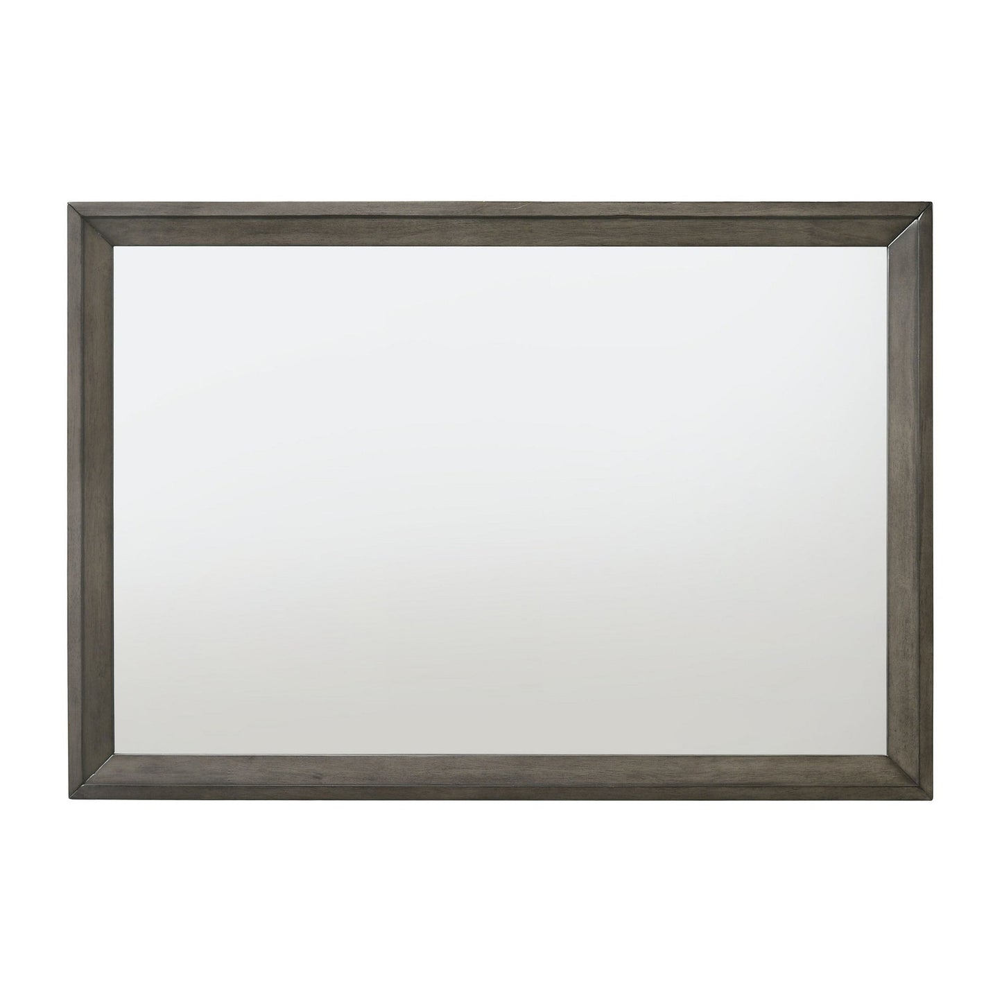 Benzara Gray and Silver Rectangular Wooden Frame Mirror With Mounting Hardware