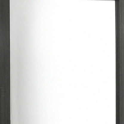 Benzara Gray and Silver Rectangular Wooden Framed Mirror With Beveled Edges