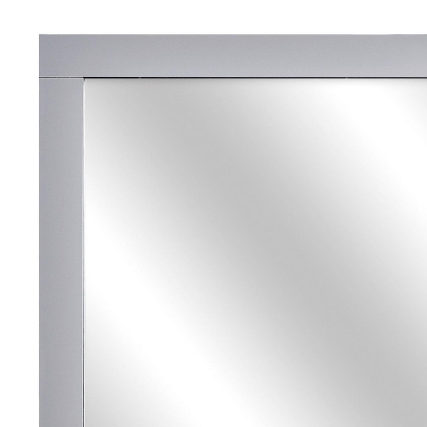 Benzara Gray and Silver Square Shape Wooden Frame Mirror With Mounting Hardware