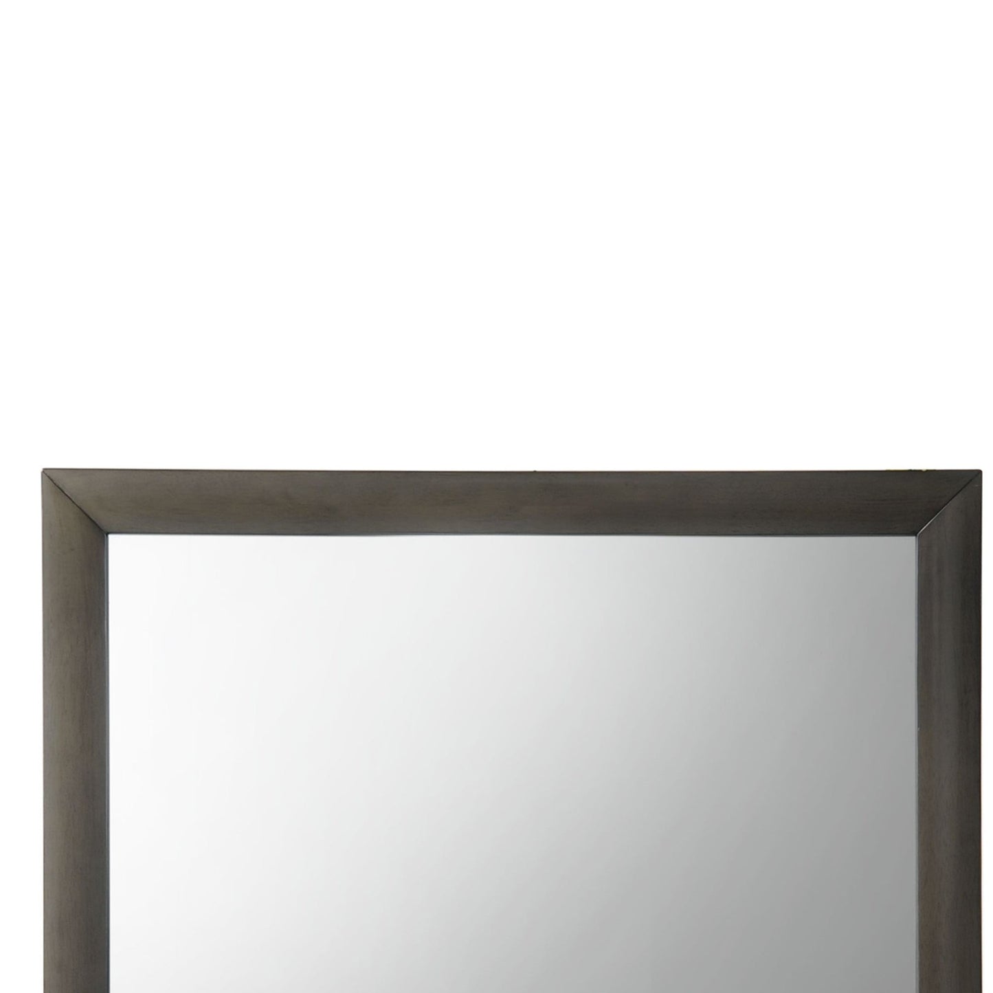 Benzara Gray and Silver Transition Style Wooden Mirror With Rectangular Shape