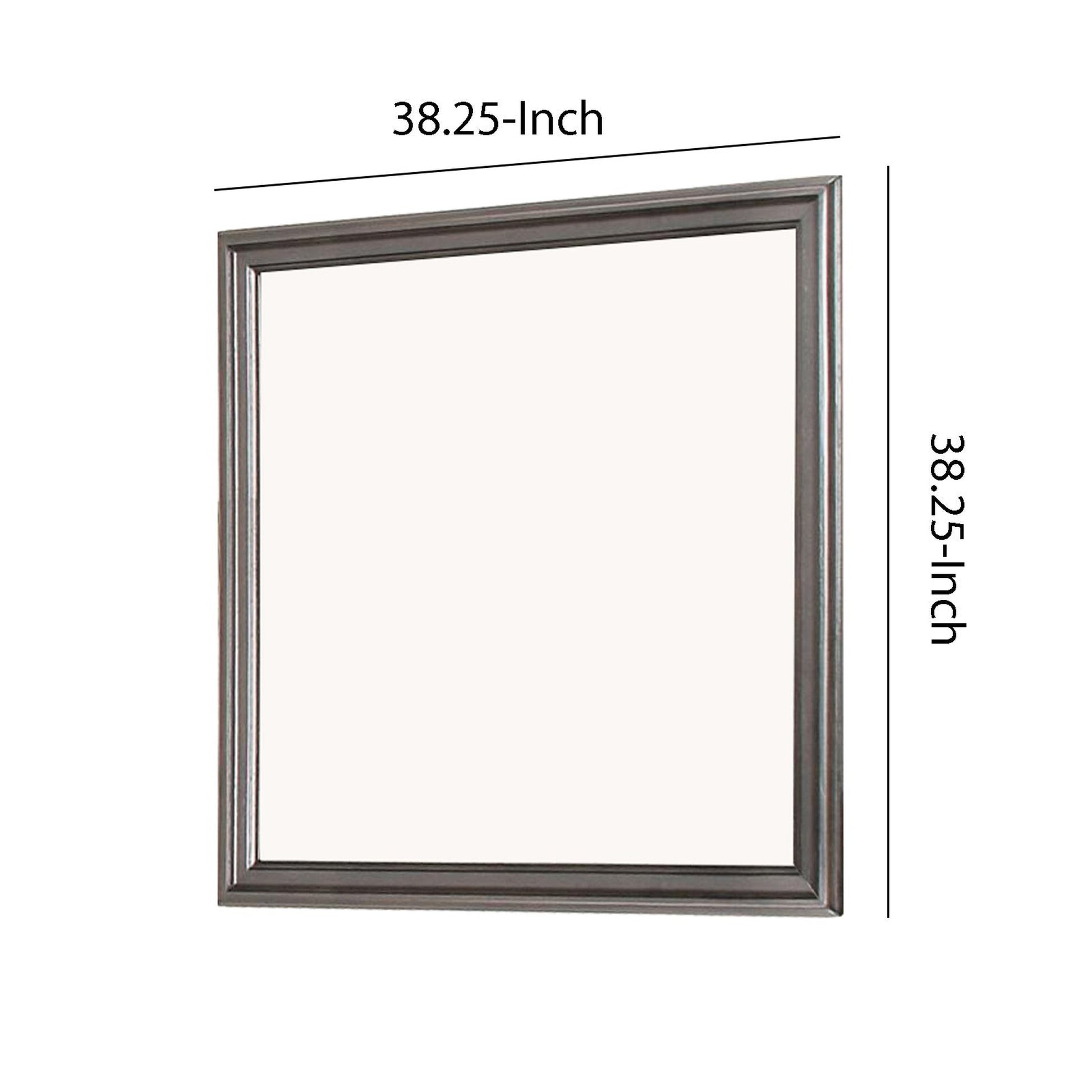 Benzara Gray and Silver Wooden Frame Mirror With Mounting Hardware