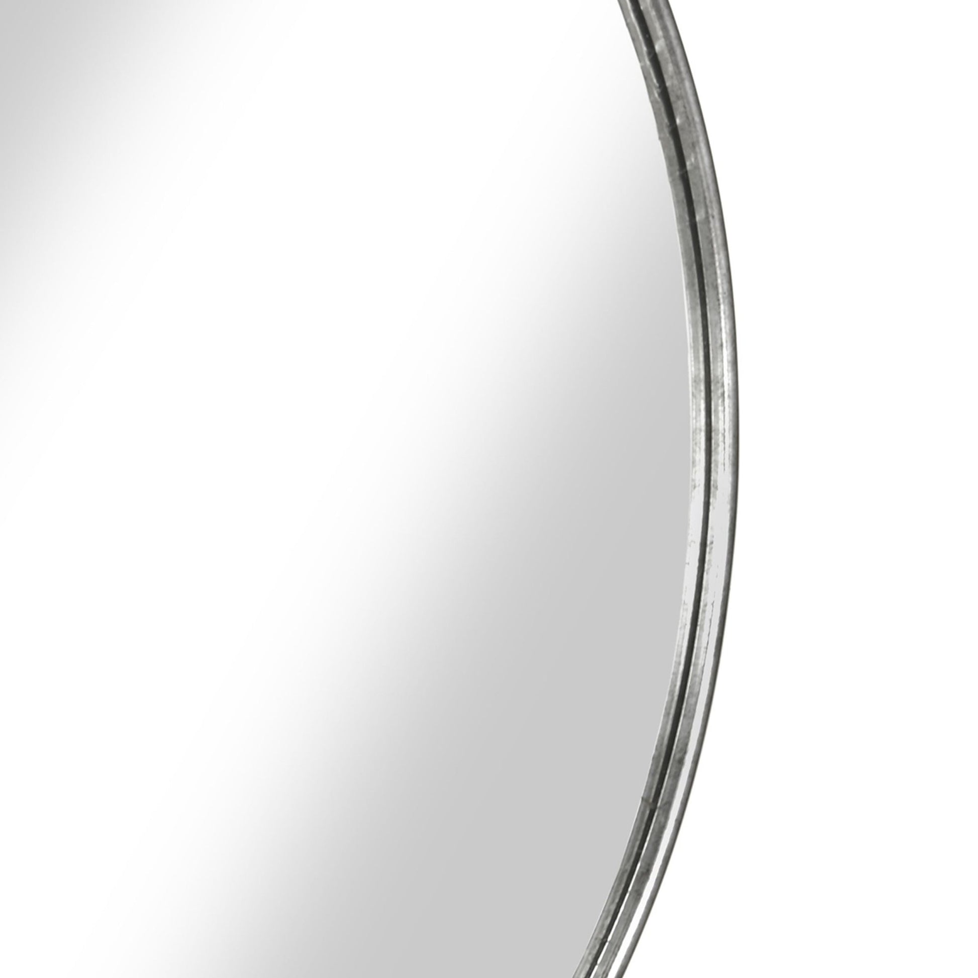 Benzara Large Antique Silver Round Contemporary Metal Framed Wall Mirror