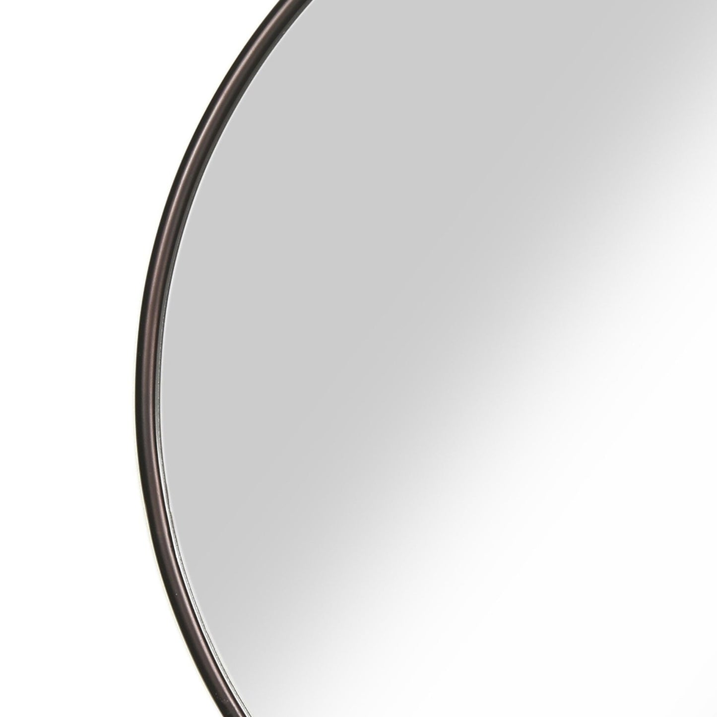 Benzara Large Bronze and Silver Round Contemporary Metal Framed Wall Mirror