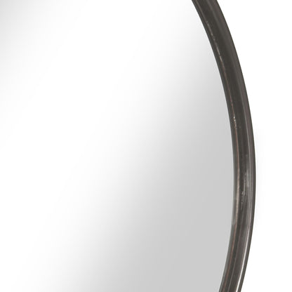 Benzara Large Bronze and Silver Round Contemporary Metal Framed Wall Mirror