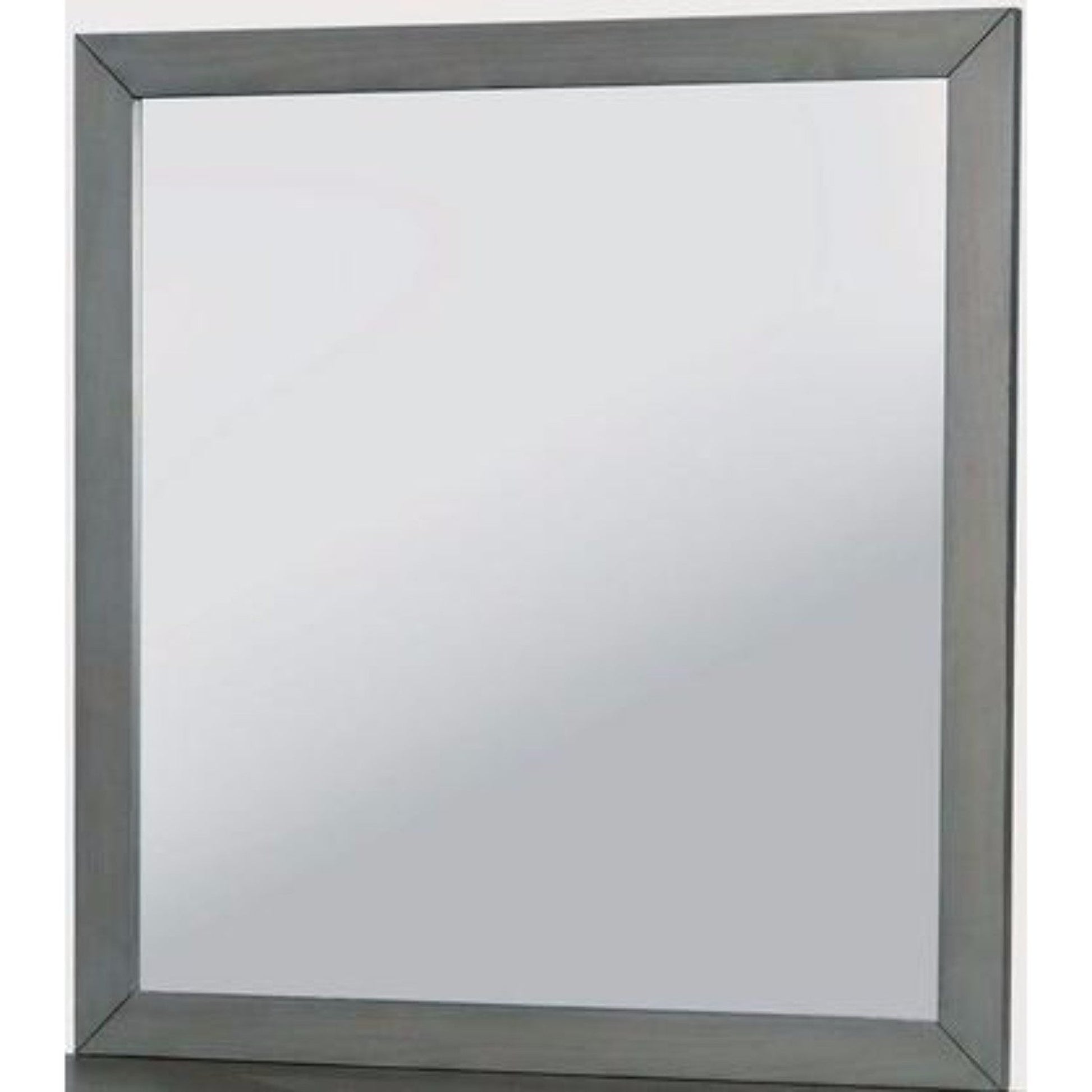 Benzara Lennart Gray Rectangular Wooden Framed Wall Mirror