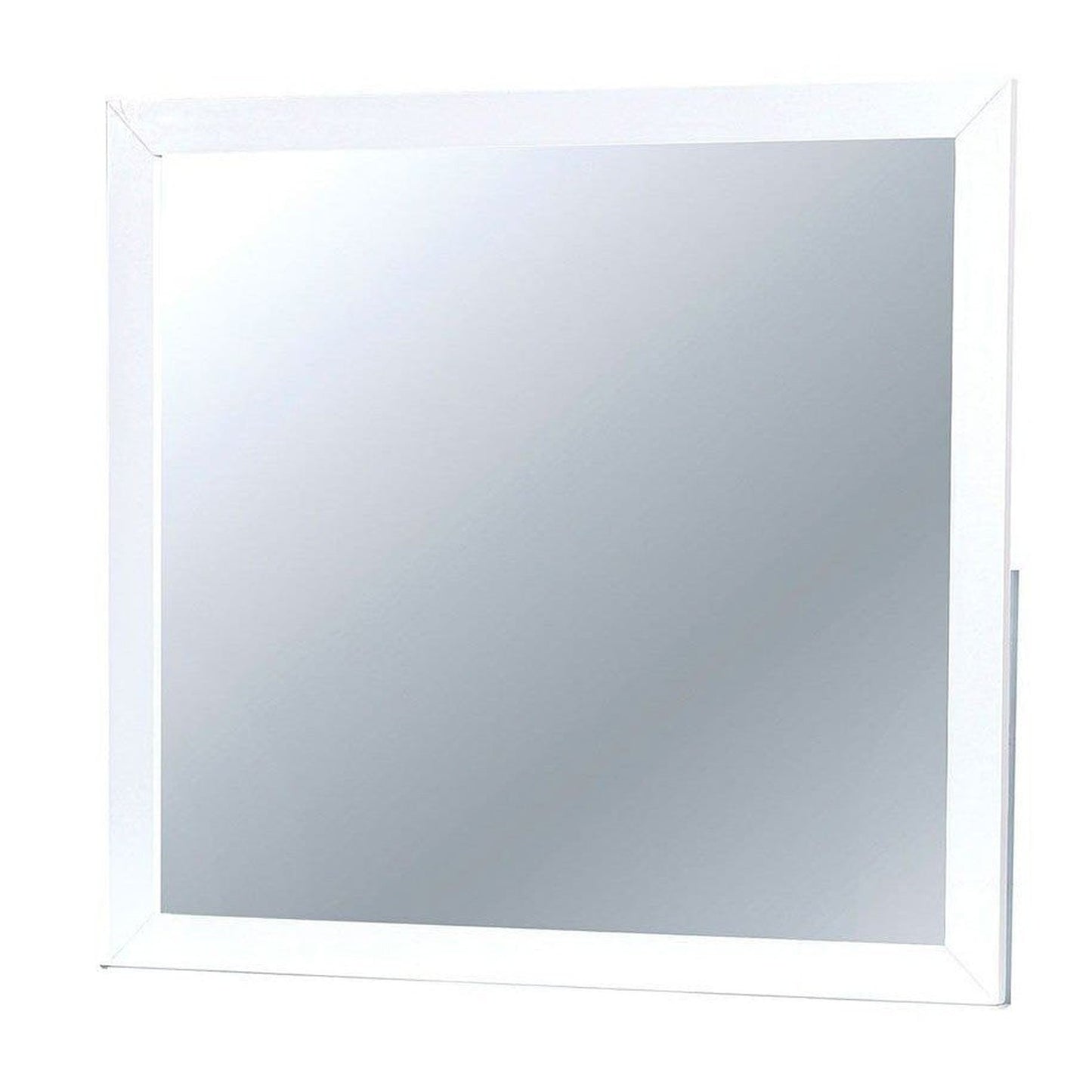 Benzara Lennart II White Rectangular Wooden Framed Wall Mirror