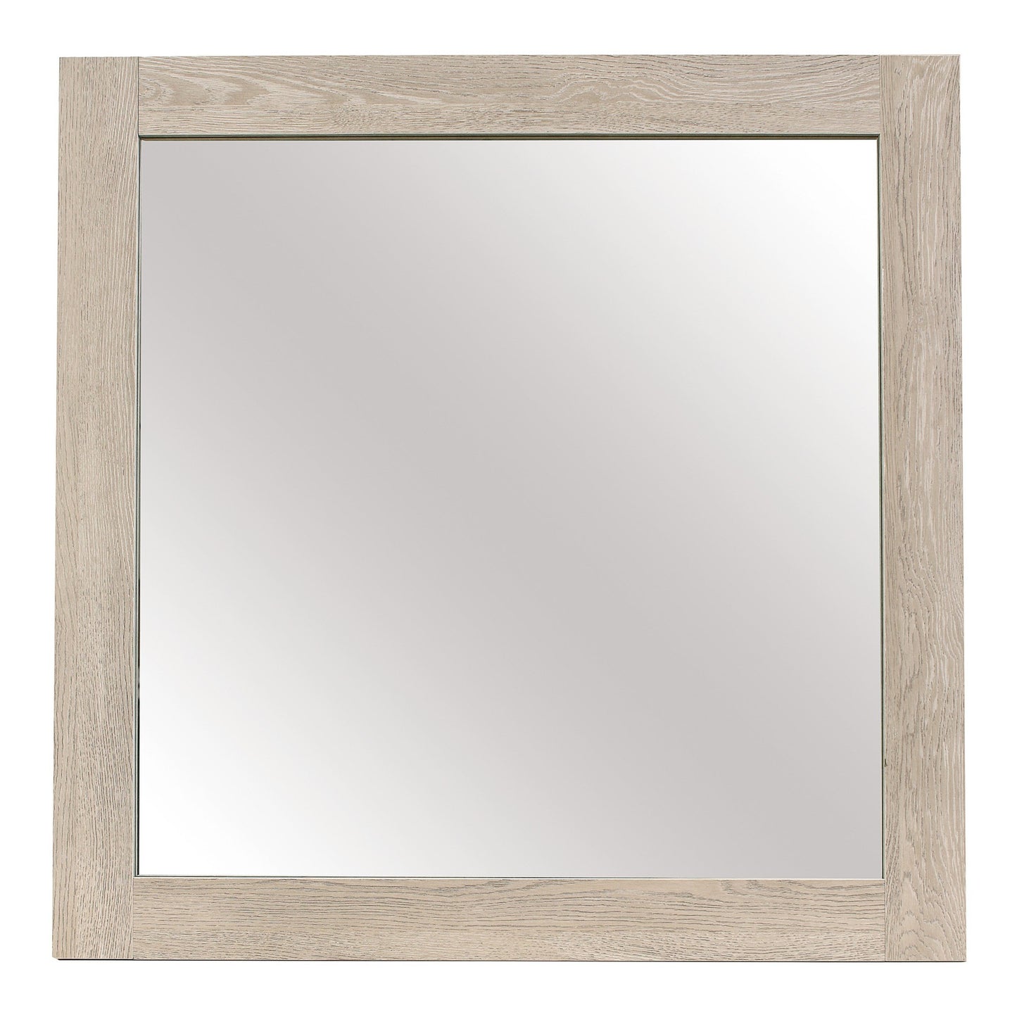 Benzara Light Brown Transitional Style Square Mirror Wooden Frame