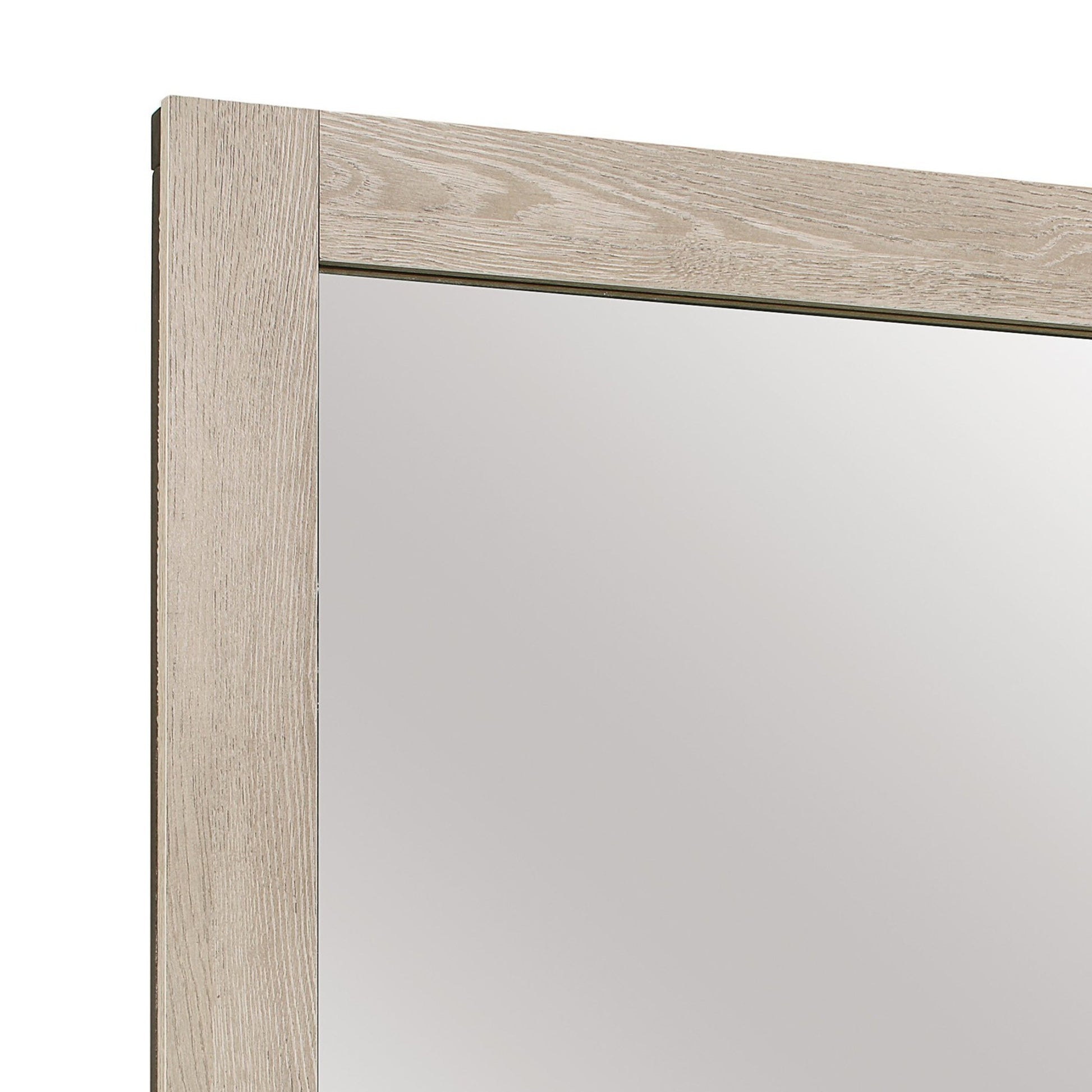 Benzara Light Brown Transitional Style Square Mirror Wooden Frame