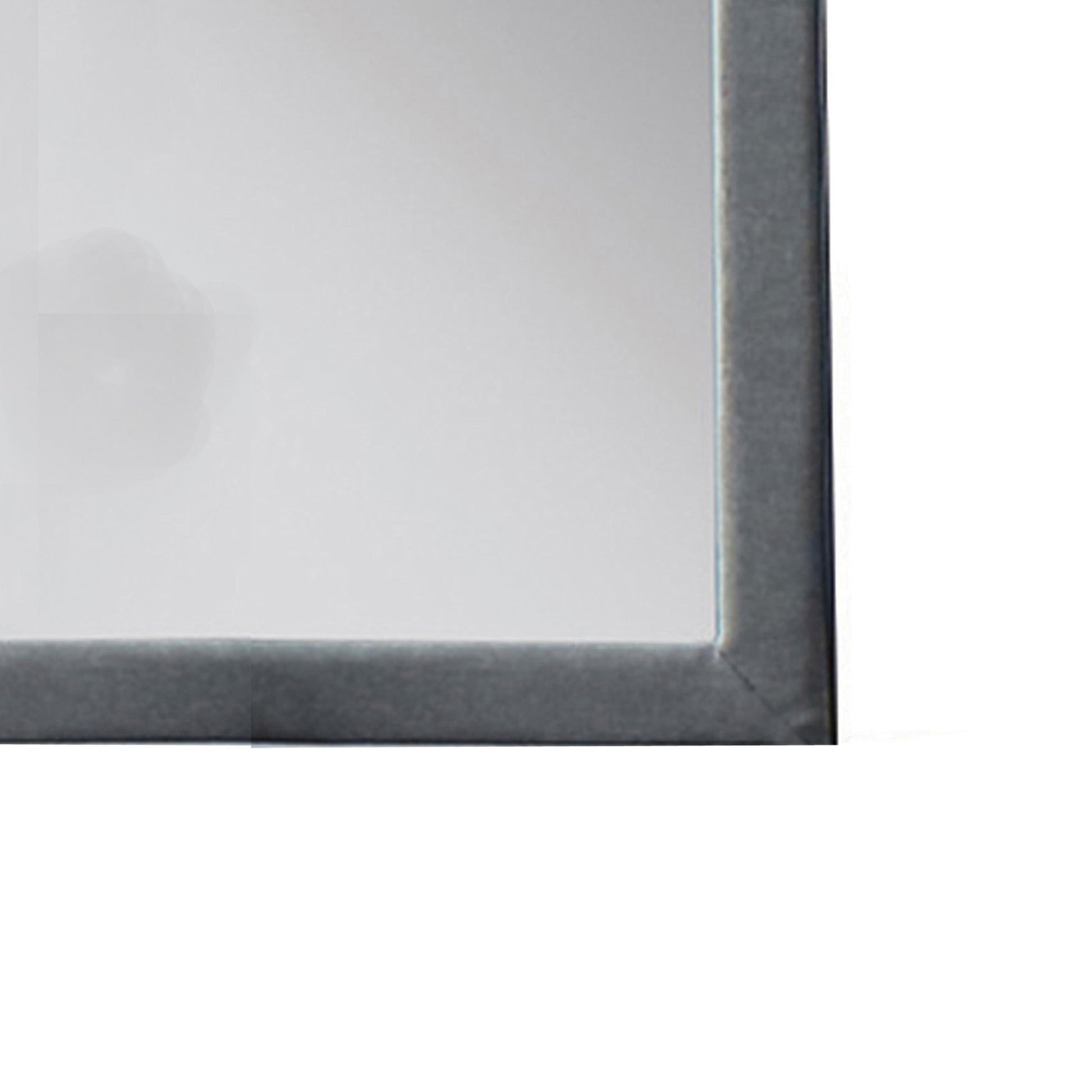 Benzara Light Gray Fabric Upholstered Wooden Frame Mirror With Welt Trim